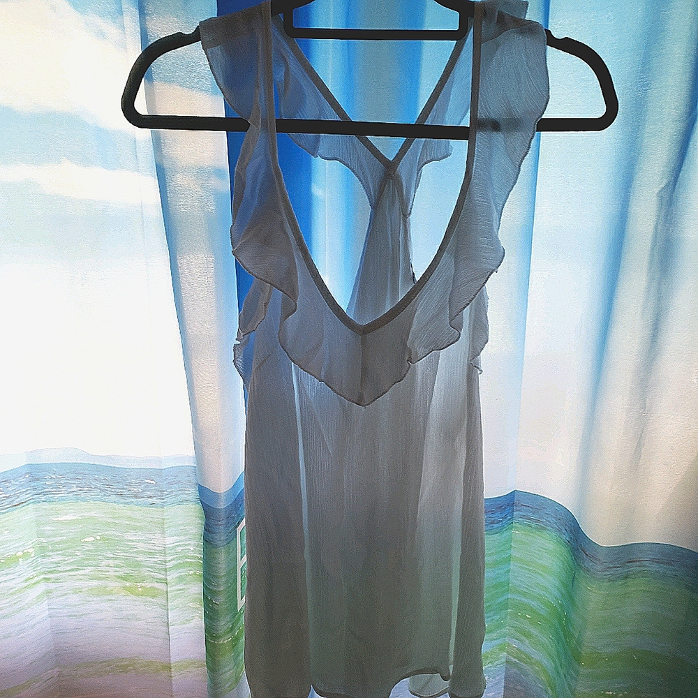 Sheer white gauze flirty top